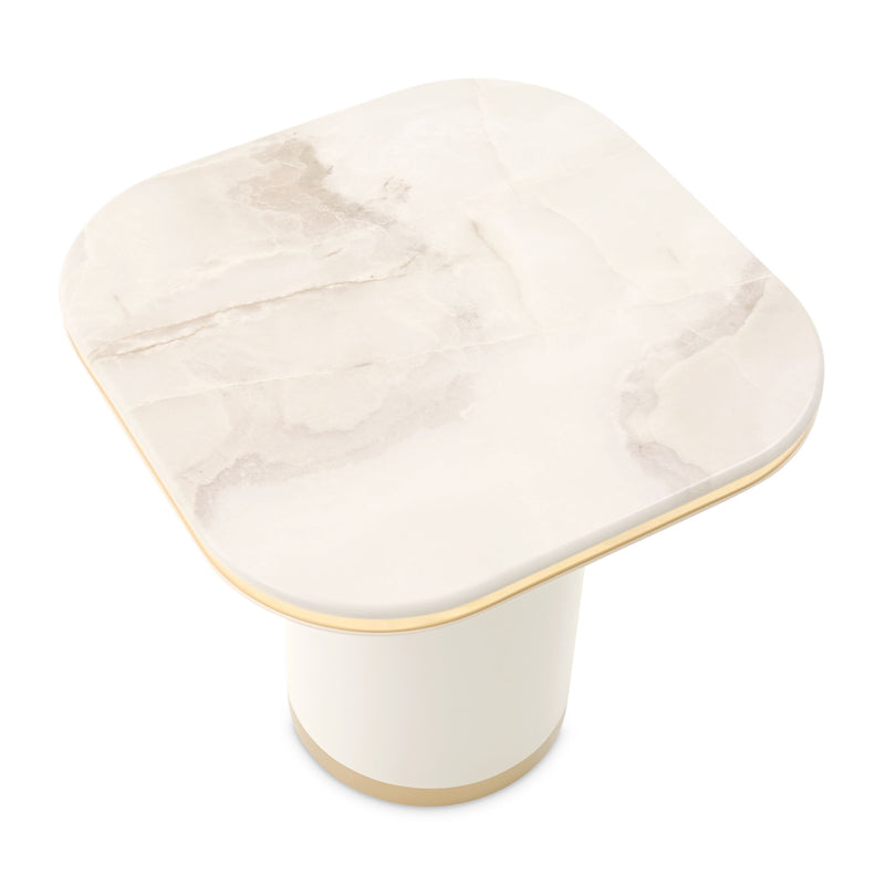 Michael Amini Gineverra rectangular cocktail table with a sleek glass top and modern design, perfect for stylish living spaces.