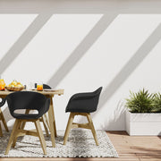 Set of two Simpli-Home Kona outdoor dining chairs in durable plastic with sleek design and armrests, perfect for patio seating.
