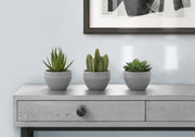 Set of 3 artificial succulent plants from 8th Street, showcasing realistic green succulents in small decorative pots.