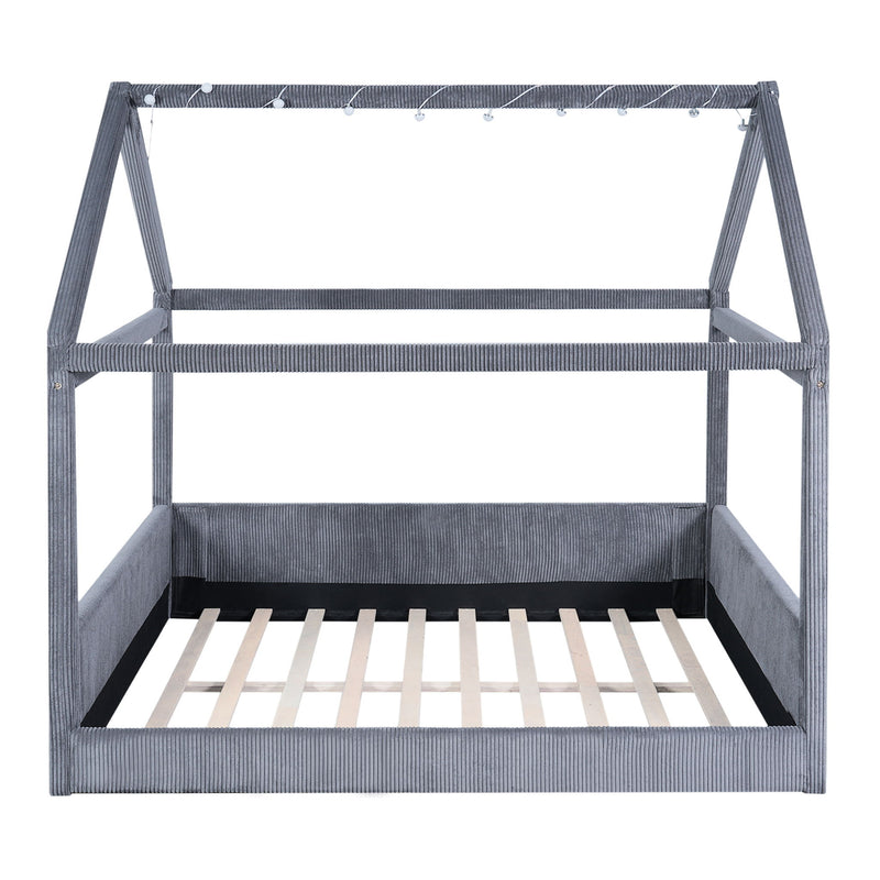 Upholstered House Style Daybed With LED Light Strips