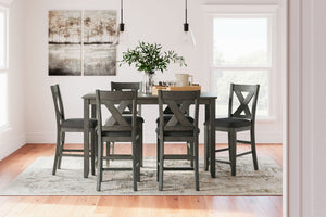 Caitbrook - Rect Drm Counter Table Set (Set of 7) - Gray - R&R Furniture Gallery (Fountain Valley, CA)