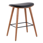 Pair of Lumi Source contemporary saddle counter stools with sleek design and wooden legs, set of 2 for modern kitchen or bar seating