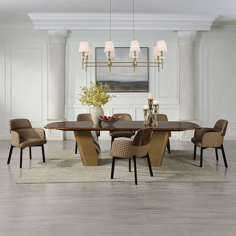 Jamonica - Dining Table - Brown / Gold - R&R Furniture Gallery (Fountain Valley, CA)
