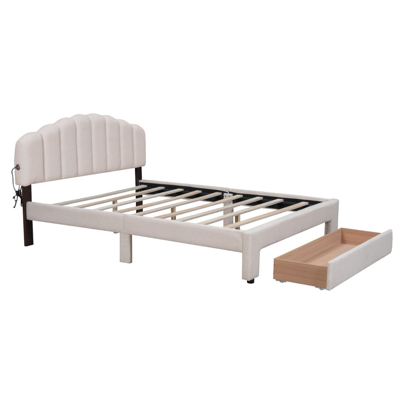 Upholstered Platform Bed With Drawer - R&R Furniture Gallery (Fountain Valley, CA)