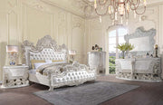 Adara - Eastern King Bed - Pearl White Synthetic Leather & Antique White - R&R Furniture Gallery (Fountain Valley, CA)