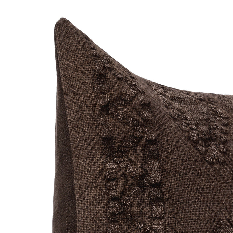 Abbey 22x22-inch Sierra Brown accent pillow by Classic Home with textured fabric and plush filling for sofa or bed decor