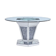 Noralie - Dining Table - Mirrored, Faux Diamonds & Clear Glass Top - R&R Furniture Gallery (Fountain Valley, CA)