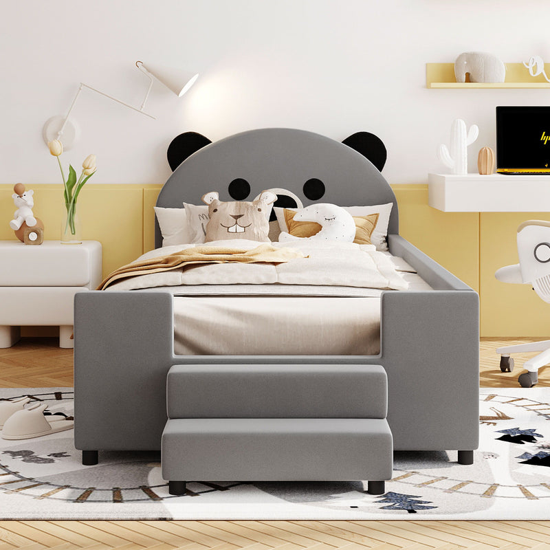 Upholstered Daybed With Bear Shaped Headboard, Hydraulic System And Breathable Fence - R&R Furniture Gallery (Fountain Valley, CA)