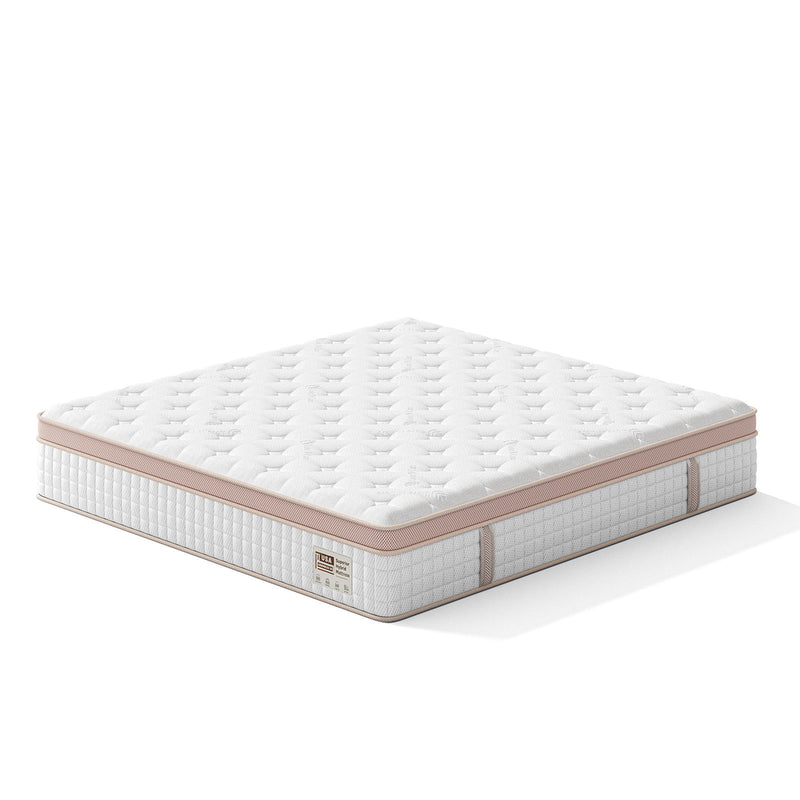 12" King Size Firm Hybrid Mattress, Gel Memory Foam & Pocket Springs, Pressure Relief, Motion Isolation, Ergonomic Bed - White - R&R Furniture Gallery (Fountain Valley, CA)