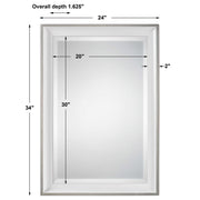 White and silver wall mirror by Uttermost with a sleek rectangular frame, ideal for modern home decor.