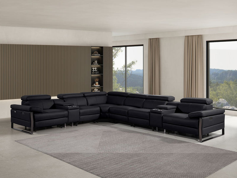 1246 - 8-Piece L-Shaped Modular Power Reclining Sectional With 3 Power Recliners And Power Headrests - R&R Furniture Gallery (Fountain Valley, CA)