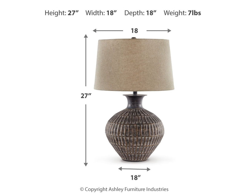 Magan - Metal Table Lamp  - Antique Bronze Finish - R&R Furniture Gallery (Fountain Valley, CA)
