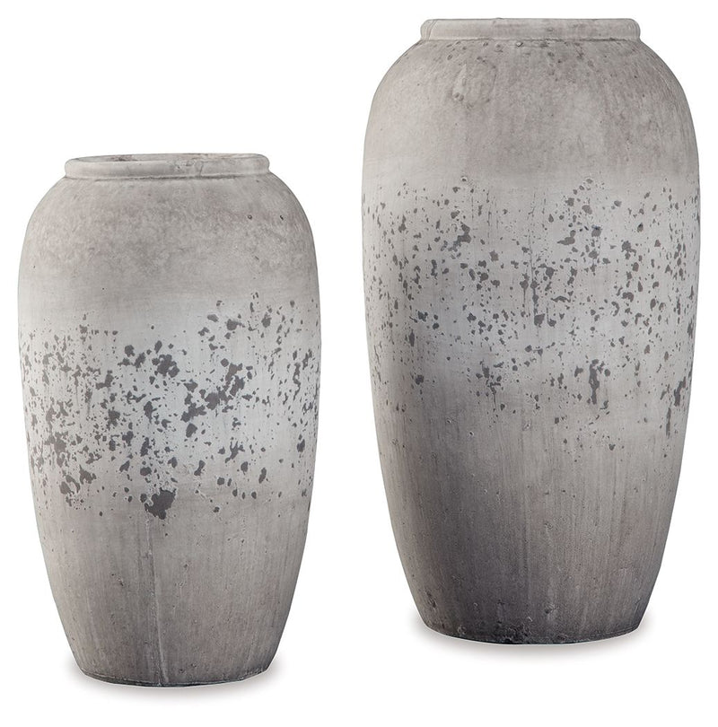 Dimitra - Vase Set (Set of 2) - Brown / Cream - R&R Furniture Gallery (Fountain Valley, CA)
