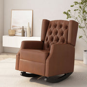 Moss - Upholstered Rocking Recliner With Diamond Tufting And Wingback - Light Brown - R&R Furniture Gallery (Fountain Valley, CA)