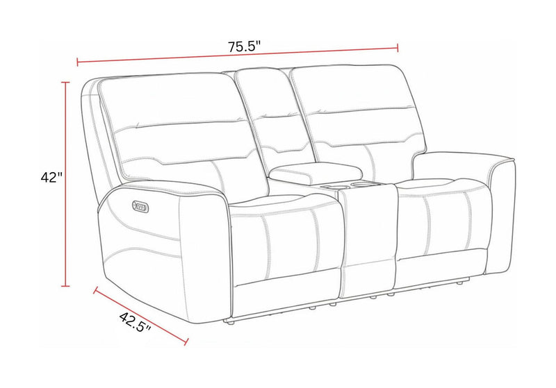 Lawson - Power Zero Gravity Tilt Console Loveseat P2 - Sydney Brunette