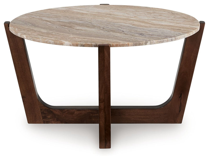Tanidore - Round Cocktail Table - Warm Brown - R&R Furniture Gallery (Fountain Valley, CA)