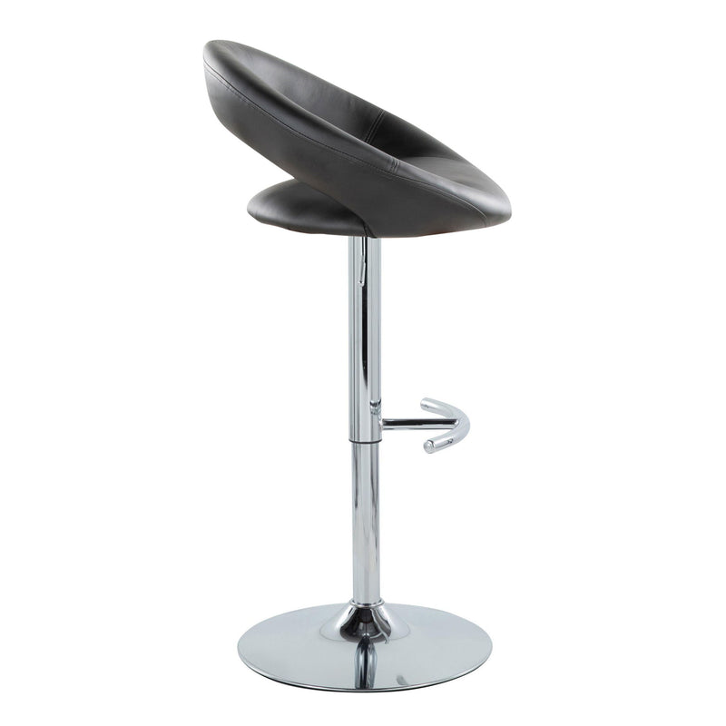 Set of two Lumi Source Posh contemporary adjustable barstools with swivel, rounded T-footrest, ideal for modern kitchen or bar areas.