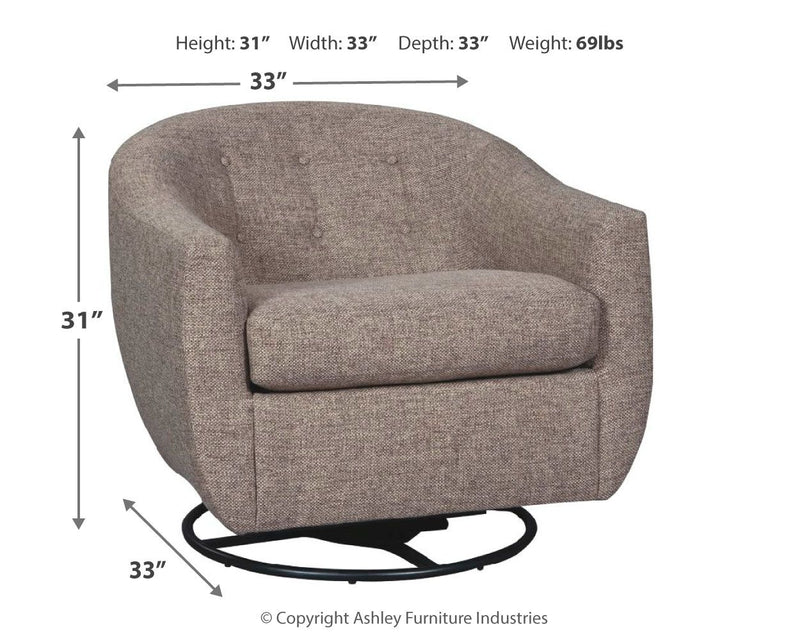 Upshur - Swivel Glider Accent Chair - Taupe - R&R Furniture Gallery (Fountain Valley, CA)