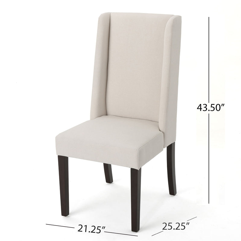 Modern Wingback Dining Chair (Set of 2) With Upholstered - Ivory - R&R Furniture Gallery (Fountain Valley, CA)