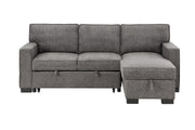 Estelle - Fabric Reversible Sleeper Sectional With Storage Chaise Drop-Down Table 2 Cup Holders And 2 USB Ports - R&R Furniture Gallery (Fountain Valley, CA)