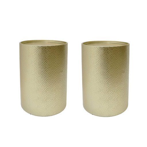 Noble House modern round accent table with hammered surface, showcasing sleek metal design and contemporary style.