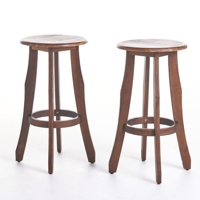 Primrose - Outdoor Acacia Wood Barstools With Foot Rest, (Set of 2) - Dark Brown - R&R Furniture Gallery (Fountain Valley, CA)