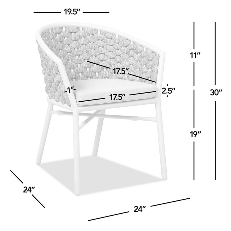 Rowan - Rope Barrel Back Patio Dining Chairs (Set of 2) - Optic White - R&R Furniture Gallery (Fountain Valley, CA)