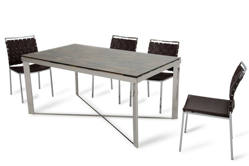 Santiago Modern Rectangular Wood Mosaic Dining Table — view 2