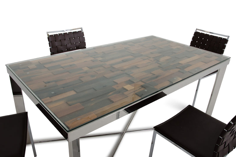 Santiago Modern Rectangular Wood Mosaic Dining Table — view 4