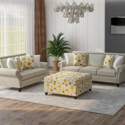 Floral Storage Ottoman With Traditional Design - Gold - R&R Furniture Gallery (Fountain Valley, CA)