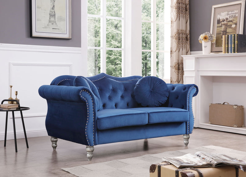 Glory Furniture stylish flared arm stationary loveseat with plush fabric and cushioned seats, perfect for modern living rooms.