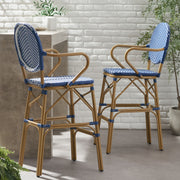 Outdoor Wicker And Aluminum French Barstools (Set of 2) - R&R Furniture Gallery (Fountain Valley, CA)