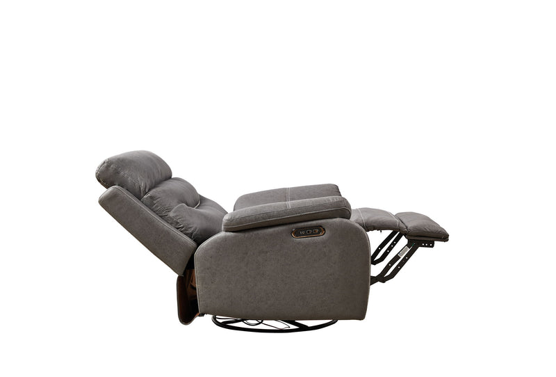 Refined Comfort Liyasi dual Okin motor swivel rocker chair with 240° rotation, reclining seat, headrest, and power function.