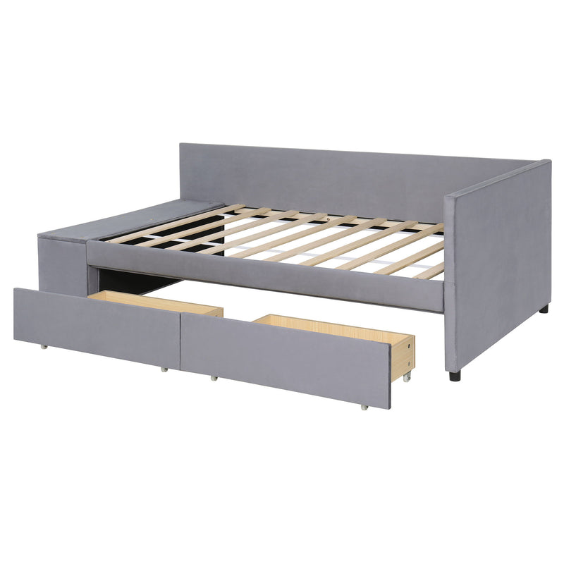 L Shaped Upholstered Platform Bed With Storage And Drawers - R&R Furniture Gallery (Fountain Valley, CA)