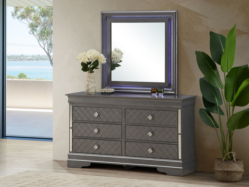 Glory Furniture Verona dresser with multiple drawers, wooden finish, and modern design for bedroom storage.