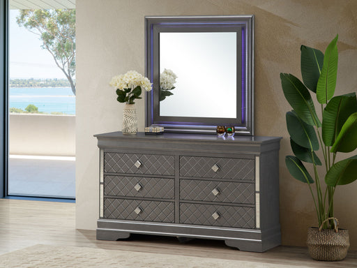 Glory Furniture Verona dresser with multiple drawers, wooden finish, and modern design for bedroom storage.