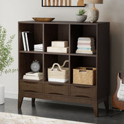 Harper - Low 6 Cube Storage With Drawers - Walnut Brown - R&R Furniture Gallery (Fountain Valley, CA)