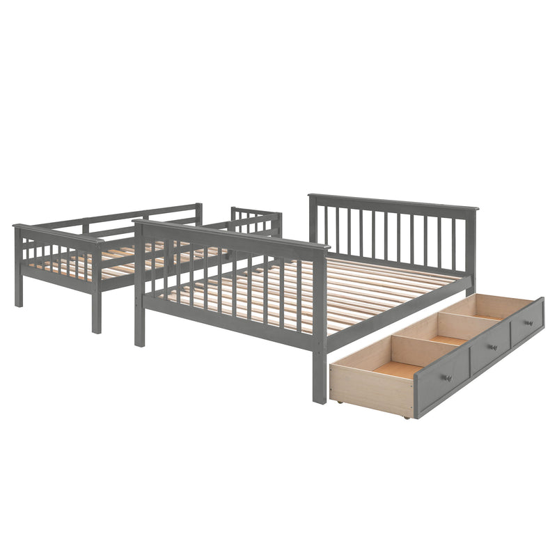 DreamHaus stairway bunk bed with built-in storage drawers and safety guard rail in a modern bedroom setting
