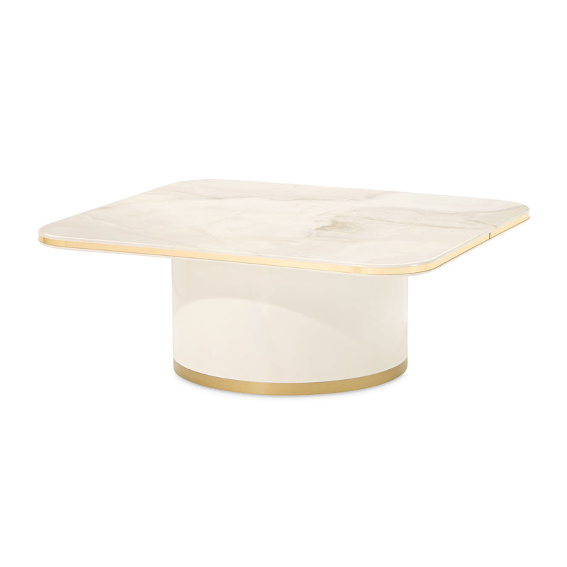 Michael Amini Gineverra rectangular cocktail table with sleek wooden surface and modern design, ideal for stylish living spaces.