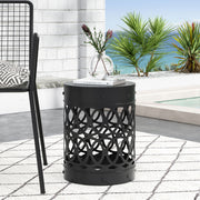 Modern outdoor metal end table by Noble House with a sleek design, ideal for patio or garden seating areas.
