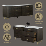Clayten - Dresser - Marble Top & Espresso - R&R Furniture Gallery (Fountain Valley, CA)