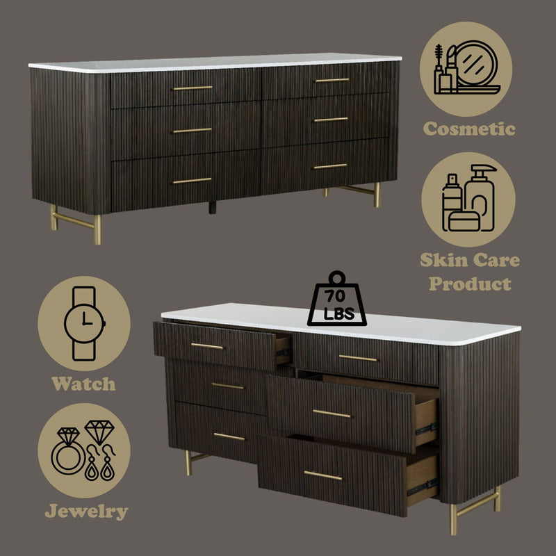 Clayten - Dresser - Marble Top & Espresso - R&R Furniture Gallery (Fountain Valley, CA)