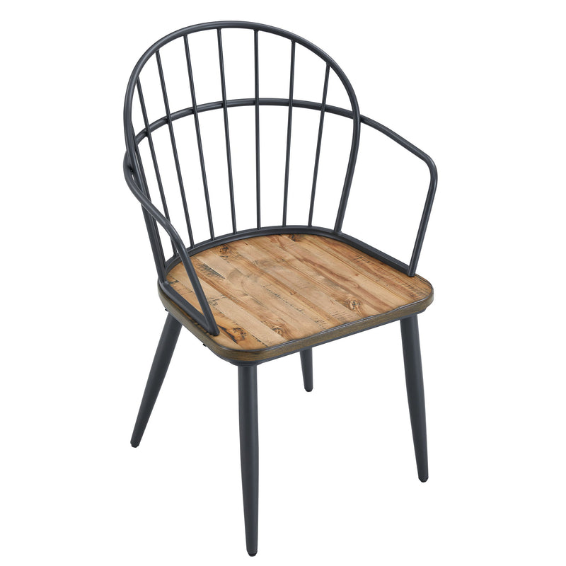 Industrial Inspired Indoor Dining Chair With Metal Legs And Birch (Set of 2) - Black / Natural - R&R Furniture Gallery (Fountain Valley, CA)