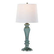 Lumi Source Windsor contemporary table lamp set with clear turquoise and off-white lamps on a modern surface.