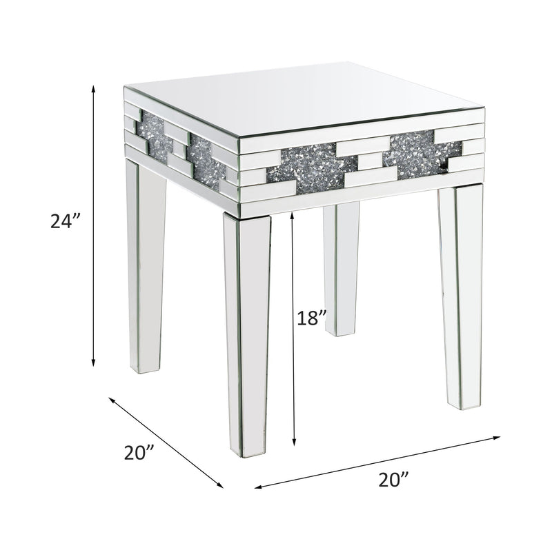 Noralie - 20" Square End Table With Faux Diamonds - Mirrored - R&R Furniture Gallery (Fountain Valley, CA)