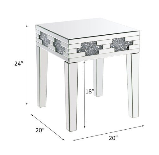 Noralie - 20" Square End Table With Faux Diamonds - Mirrored - R&R Furniture Gallery (Fountain Valley, CA)