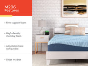 Sierra Sleep® Peak 2.0 12-inch memory foam mattress with plush surface, showcasing its soft top layer and supportive foam base.