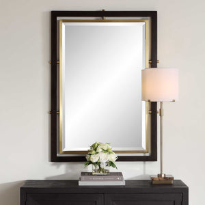 Bach - Rectangle Mirror - Walnut & Brass