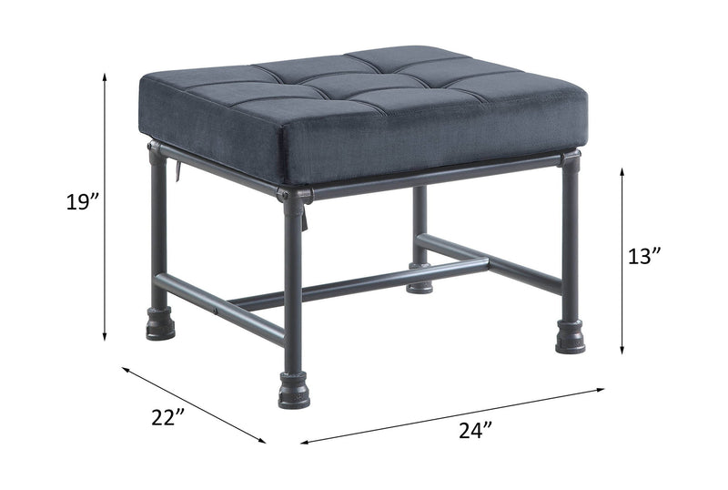 Brantley - Ottoman - Gray Velvet & Sandy Gray - R&R Furniture Gallery (Fountain Valley, CA)