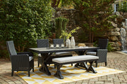 Signature Design by Ashley Beachcroft bench with cushion, wooden seating with padded cushion, ideal for indoor or outdoor use.